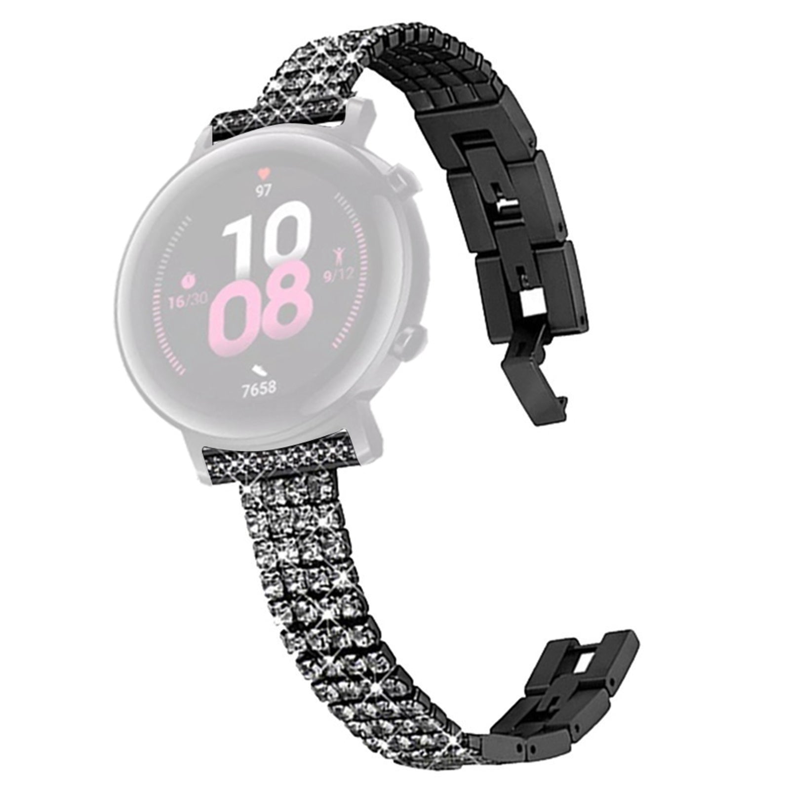 For Samsung Galaxy Watch 5 40mm 44mm Watch 5 Pro 45mm Four Rows Wrist Strap Metal Rhinestone Decor Wrist Strap Watch Band