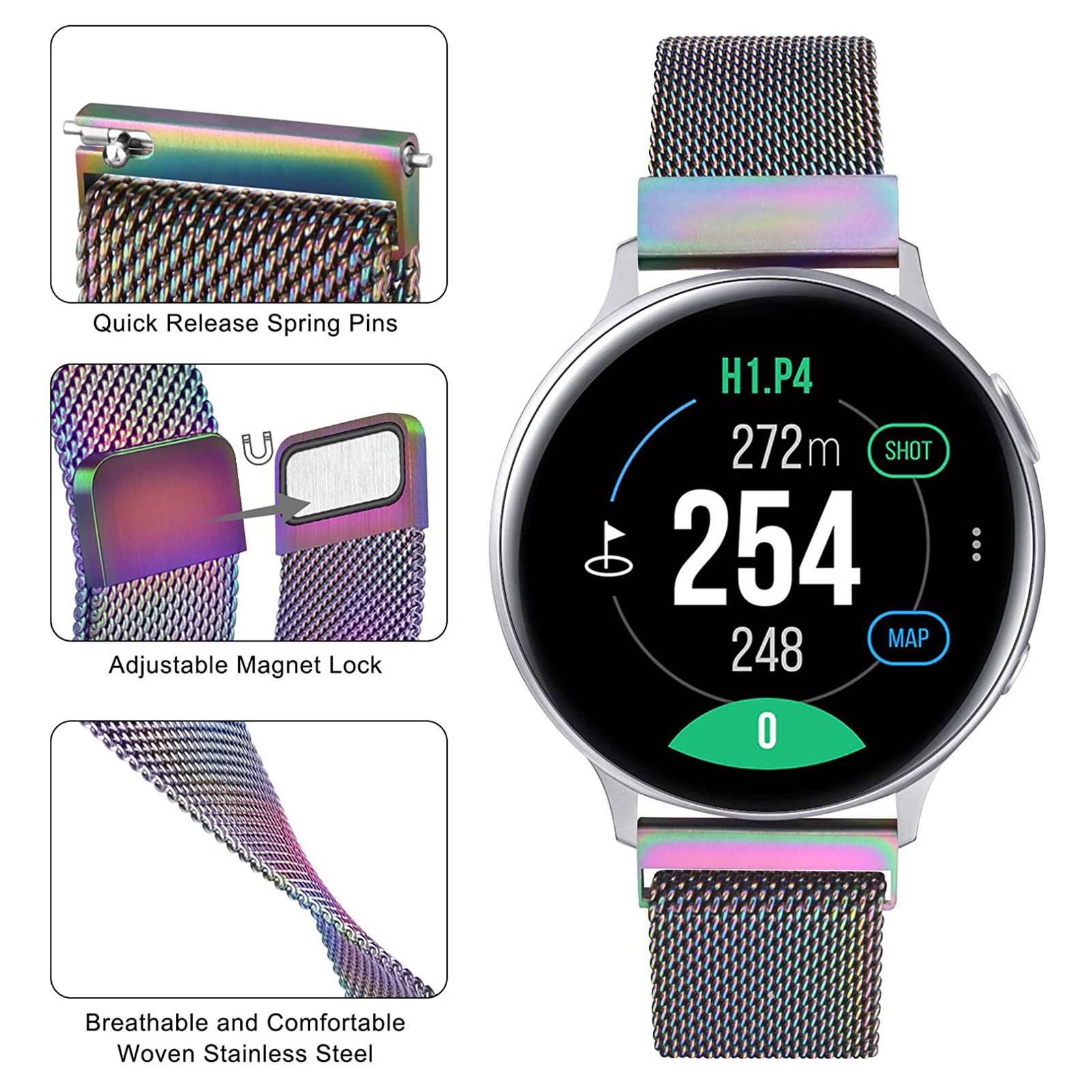 For Samsung Galaxy Watch 5 40mm 44mm Watch 5 Pro 45mm Milanese Smart Watch Band Metal Wrist Strap with Magnetic Buckle