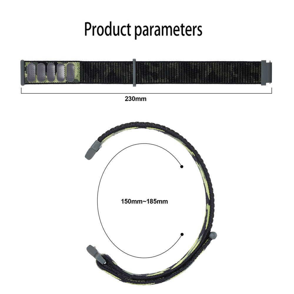 For Samsung Galaxy Watch 3 45mm Huawei Watch GT3 Pro 46mm Smart Watch Band 22mm Camouflage Nylon Adjustable Loop Wrist Strap