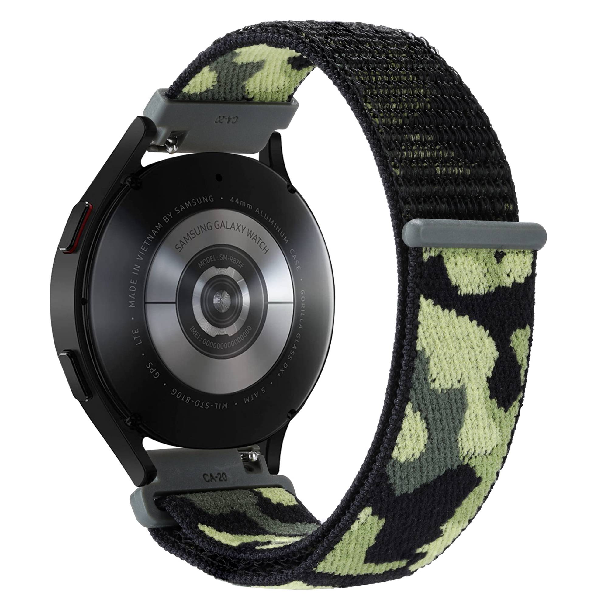 For Samsung Galaxy Watch 5 40mm 44mm Watch 5 Pro 45mm Camouflage Nylon Watch Band Replacement Adjustable Wrist Strap