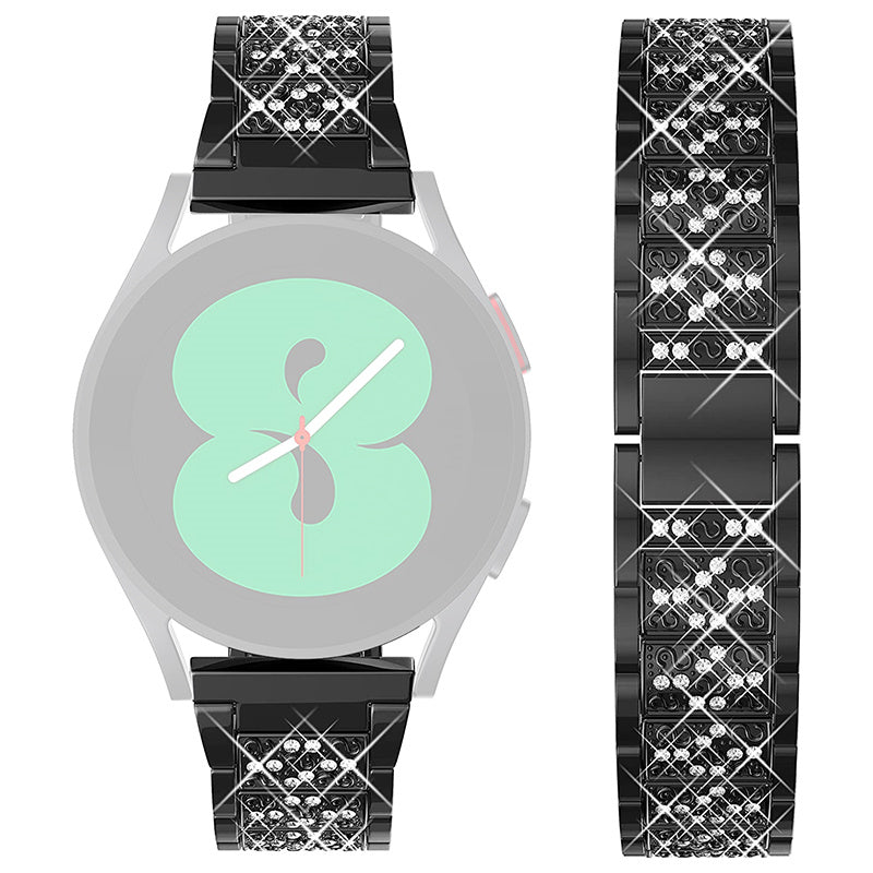 For Garmin Vivomove Samsung Galaxy Watch3 41mm Huawei Watch GT 2 42mm Three Beads Rhinestones Decor Watch Band 20mm Replacement Alloy Watch Strap