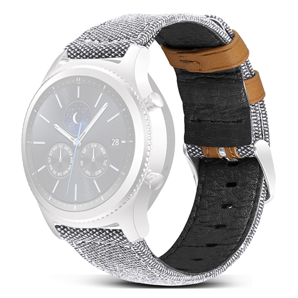 For Huawei Watch GT 3 Pro 43mm 46mm Watch GT 2 Pro 22mm Watch Strap Canvas Coated Genuine Leather Adjustable Wrist Band Replacement