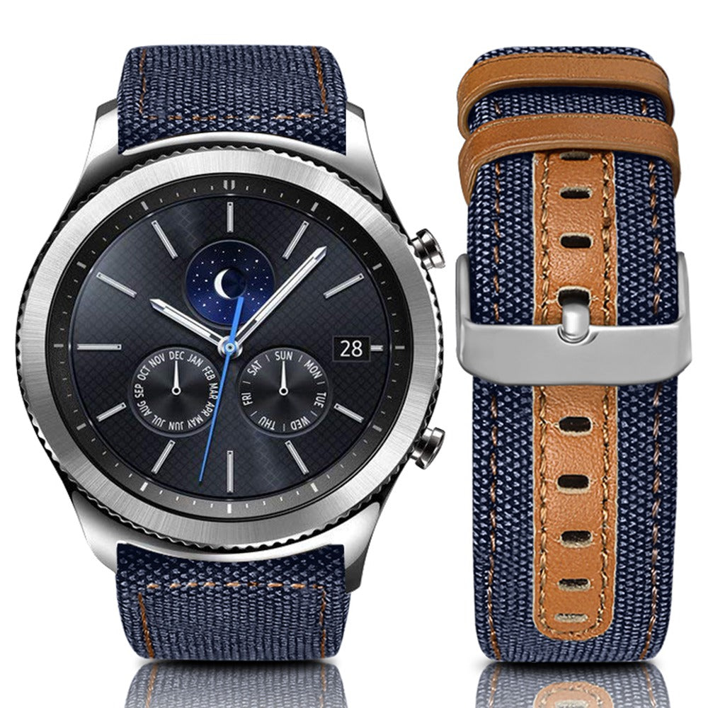 For Huawei Watch GT 3 Pro 43mm 46mm Watch GT 2 Pro 22mm Watch Strap Canvas Coated Genuine Leather Adjustable Wrist Band Replacement