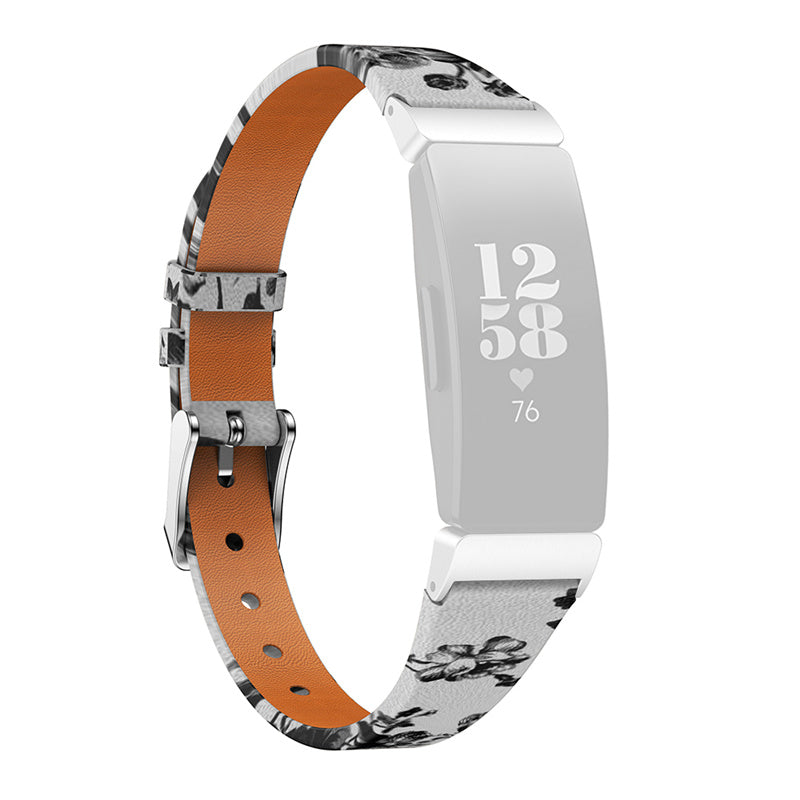 For Fitbit Inspire Inspire HR Ace 2 Printed Pattern Watchband Soft Genuine Leather Watch Strap Replacement Bracelet