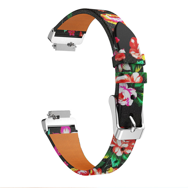 For Fitbit Inspire Inspire HR Ace 2 Printed Pattern Watchband Soft Genuine Leather Watch Strap Replacement Bracelet