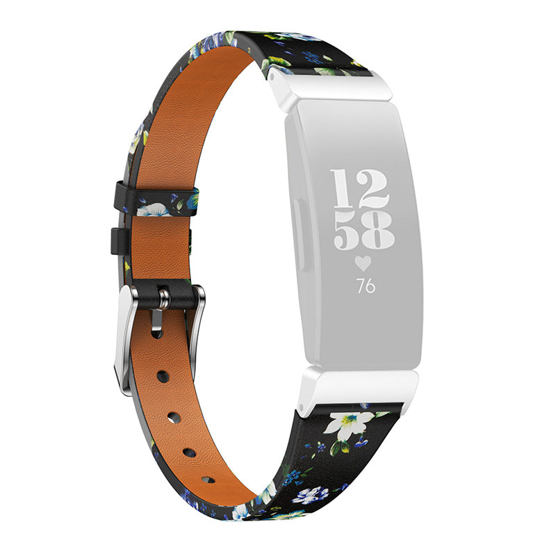 For Fitbit Inspire Inspire HR Ace 2 Printed Pattern Watchband Soft Genuine Leather Watch Strap Replacement Bracelet