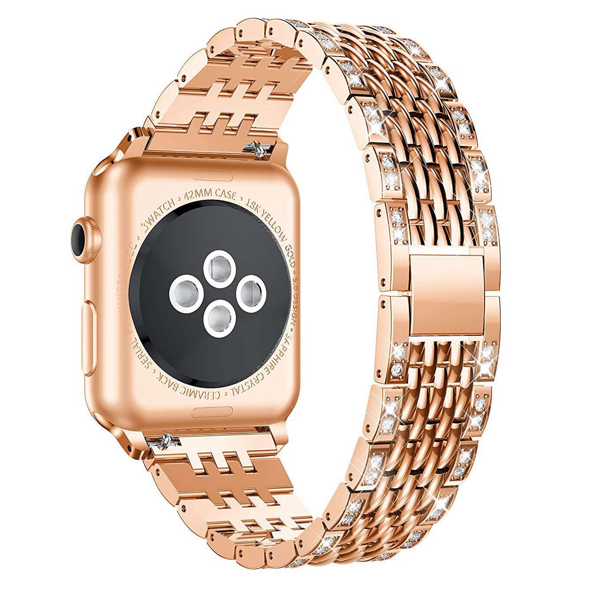 For Apple Watch Ultra 2 49mm Series 9 45mm SE (2023) 44mm Ultra 49mm 8 7 45mm 6 5 4 SE (2022) SE 44mm 3 2 1 42mm Metal Watch Band Rhinestone Decor Wrist Strap Replacement