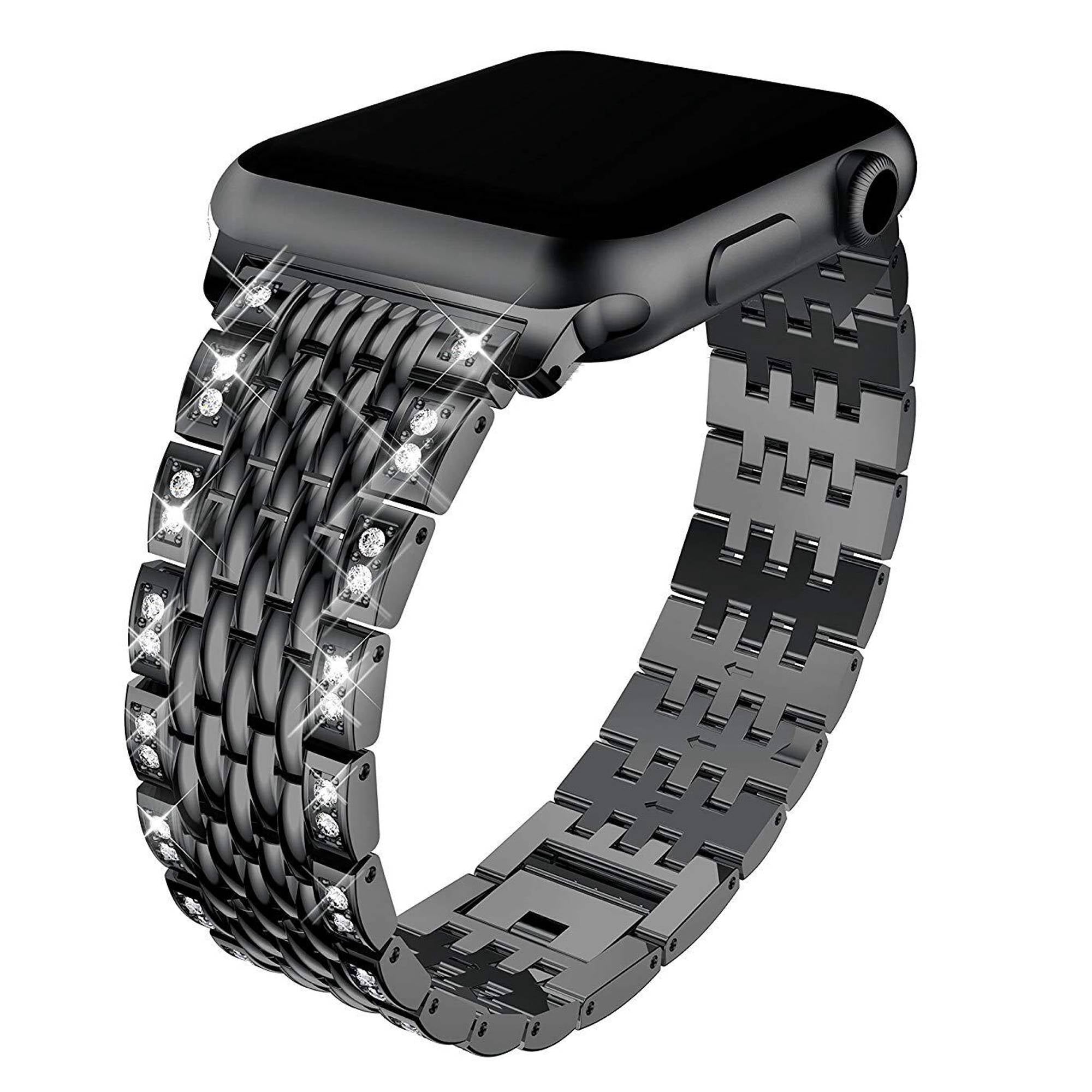 For Apple Watch Ultra 2 49mm Series 9 45mm SE (2023) 44mm Ultra 49mm 8 7 45mm 6 5 4 SE (2022) SE 44mm 3 2 1 42mm Metal Watch Band Rhinestone Decor Wrist Strap Replacement