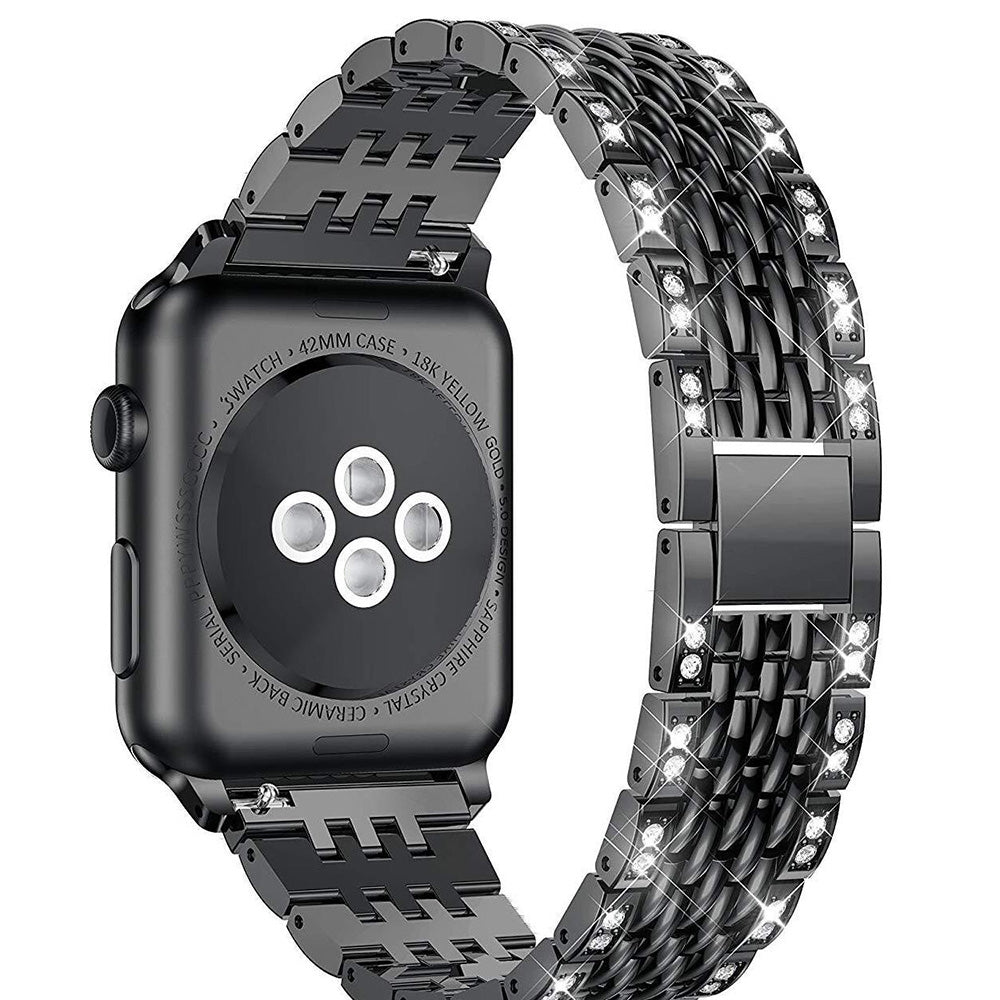 For Apple Watch Ultra 2 49mm Series 9 45mm SE (2023) 44mm Ultra 49mm 8 7 45mm 6 5 4 SE (2022) SE 44mm 3 2 1 42mm Metal Watch Band Rhinestone Decor Wrist Strap Replacement