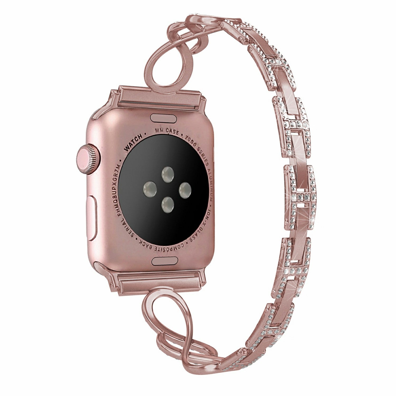 For Apple Watch Series 8 41mm 7 41mm SE Series 6 5 4 SE(2022) 40mm Series 3 2 1 38mm Metal Anti-wear Smart Watch Band Rhinestone Decor Wrist Strap