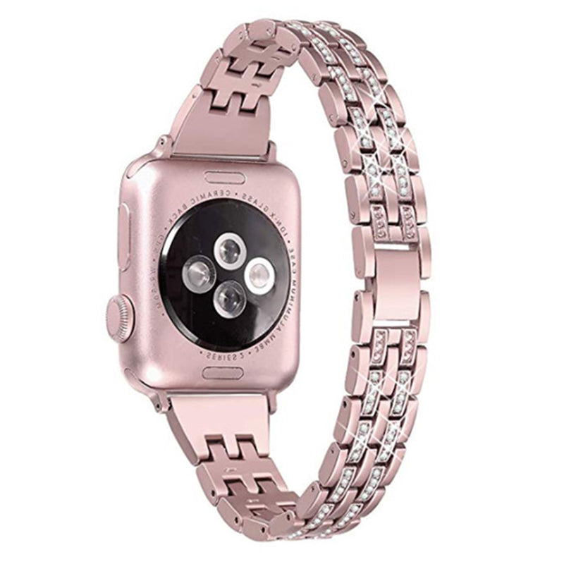 For Apple Watch Series 8 41mm 7 41mm Series 6 5 4 SE SE(2022) 40mm Series 3 2 1 38mm Smart Watch Metal Strap Rhinestone Decor Replacement Wristband
