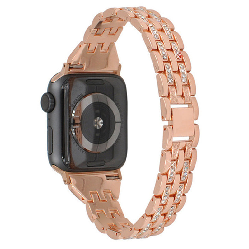 For Apple Watch Series 8 41mm 7 41mm Series 6 5 4 SE SE(2022) 40mm Series 3 2 1 38mm Smart Watch Metal Strap Rhinestone Decor Replacement Wristband