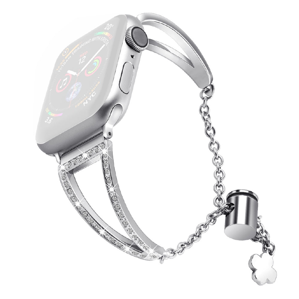 For Apple Watch Ultra 49mm Series 8 45mm 7 45mm Series 6 SE 44mm SE (2022) 44mm 5 4 44mm Series 3 2 1 42mm Metal Watch Strap Bling Rhinestone Decor Bracelet