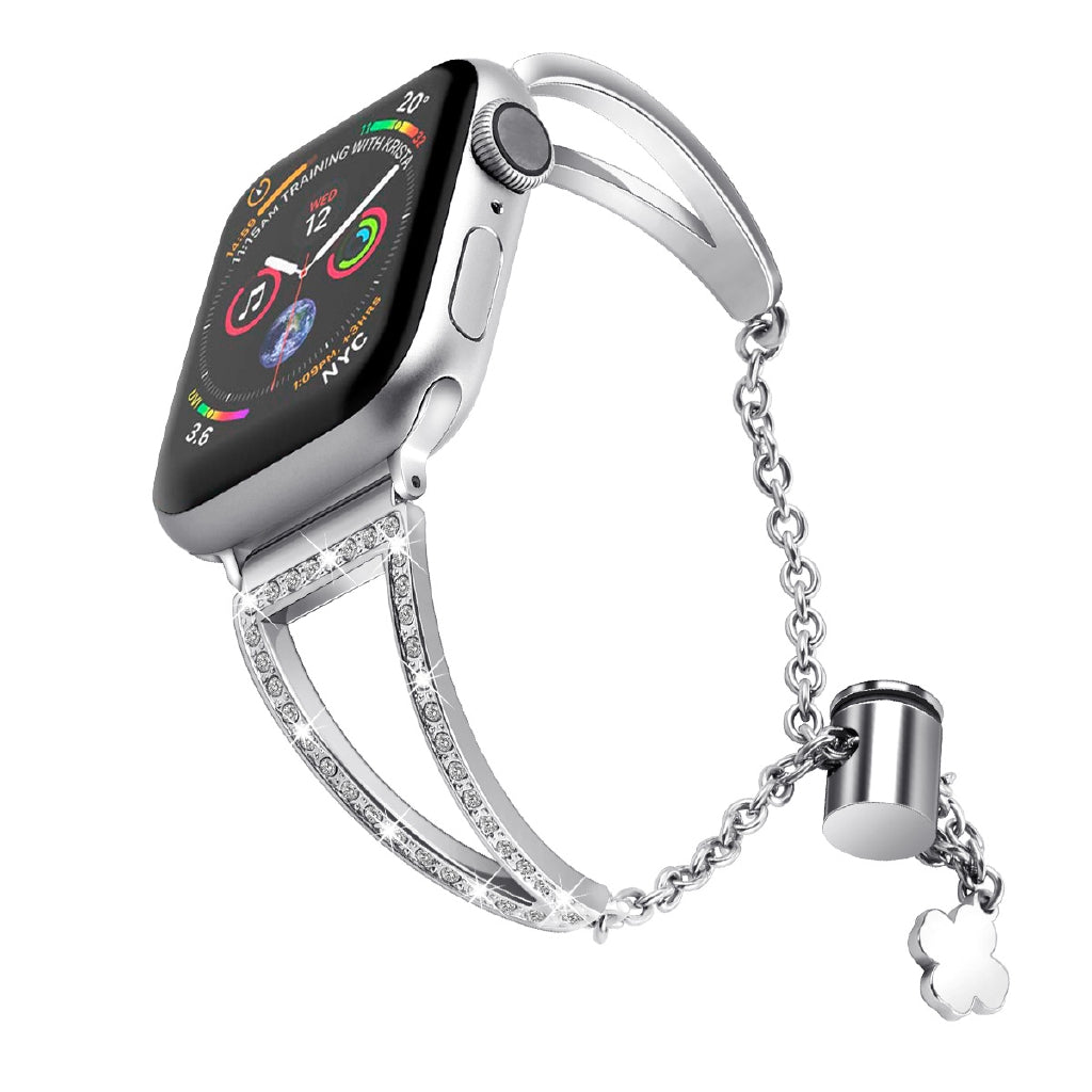 For Apple Watch Ultra 49mm Series 8 45mm 7 45mm Series 6 SE 44mm SE (2022) 44mm 5 4 44mm Series 3 2 1 42mm Metal Watch Strap Bling Rhinestone Decor Bracelet