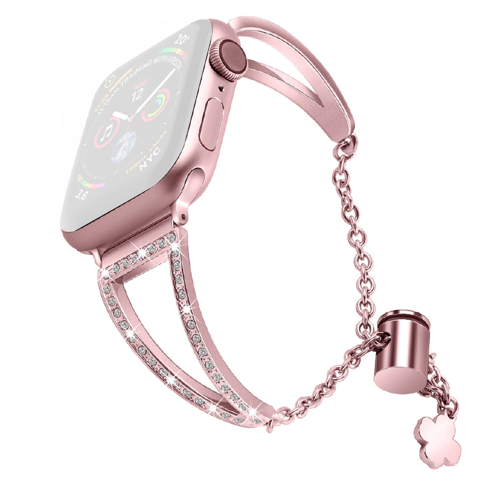 For Apple Watch Series 9 8 7 41mm 6 5 4 SE (2023) SE(2022) SE 40mm 3 2 1 38mm Rhinestone Decor Glitter Wrist Strap Metal Bracelet Wristband Replacement