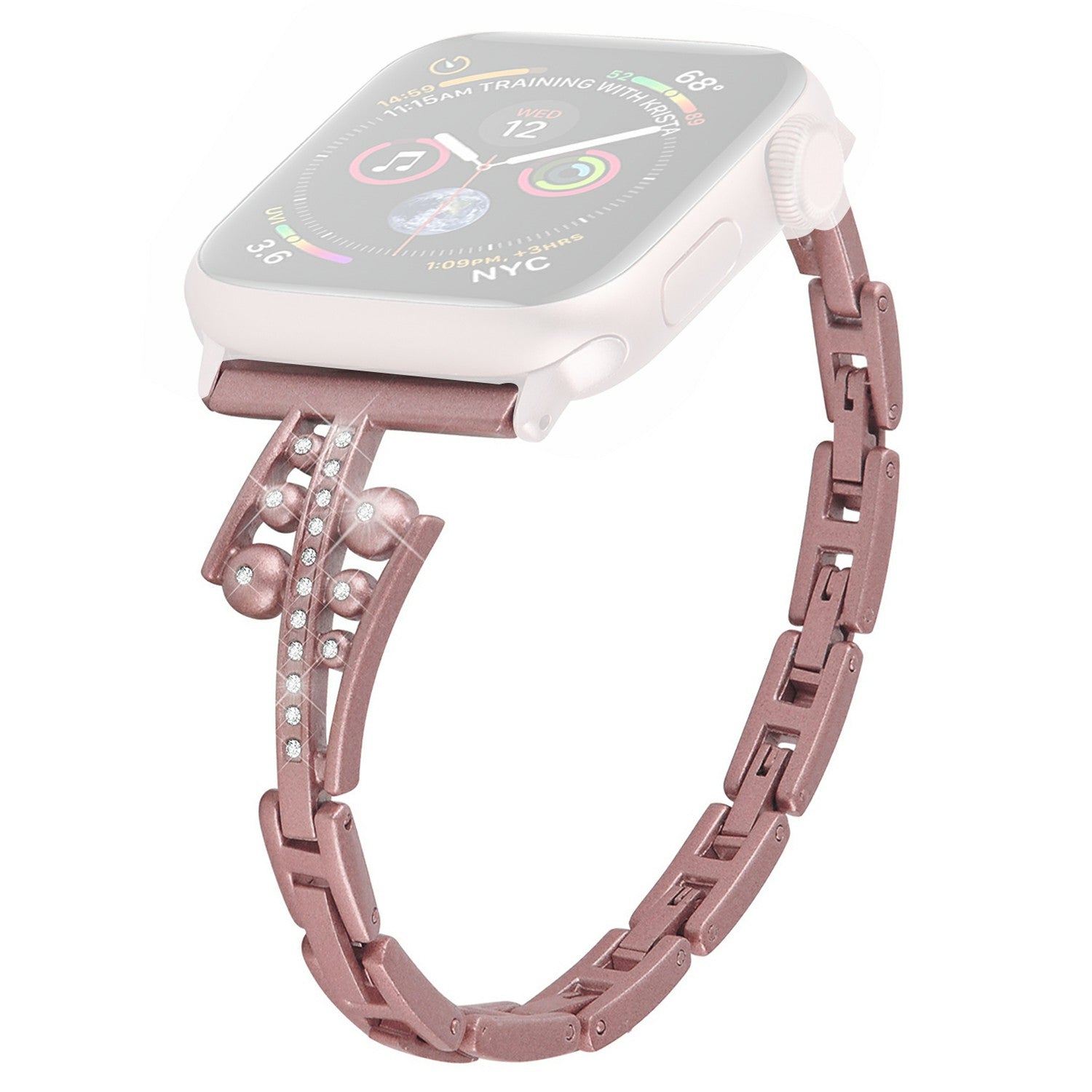 For Apple Watch Series 8 41mm 7 41mm SE Series 6 5 4 SE(2022) 40mm Series 3 2 1 38mm Metal Watch Band with Rhinestone Decor Repalcement Wrist Strap