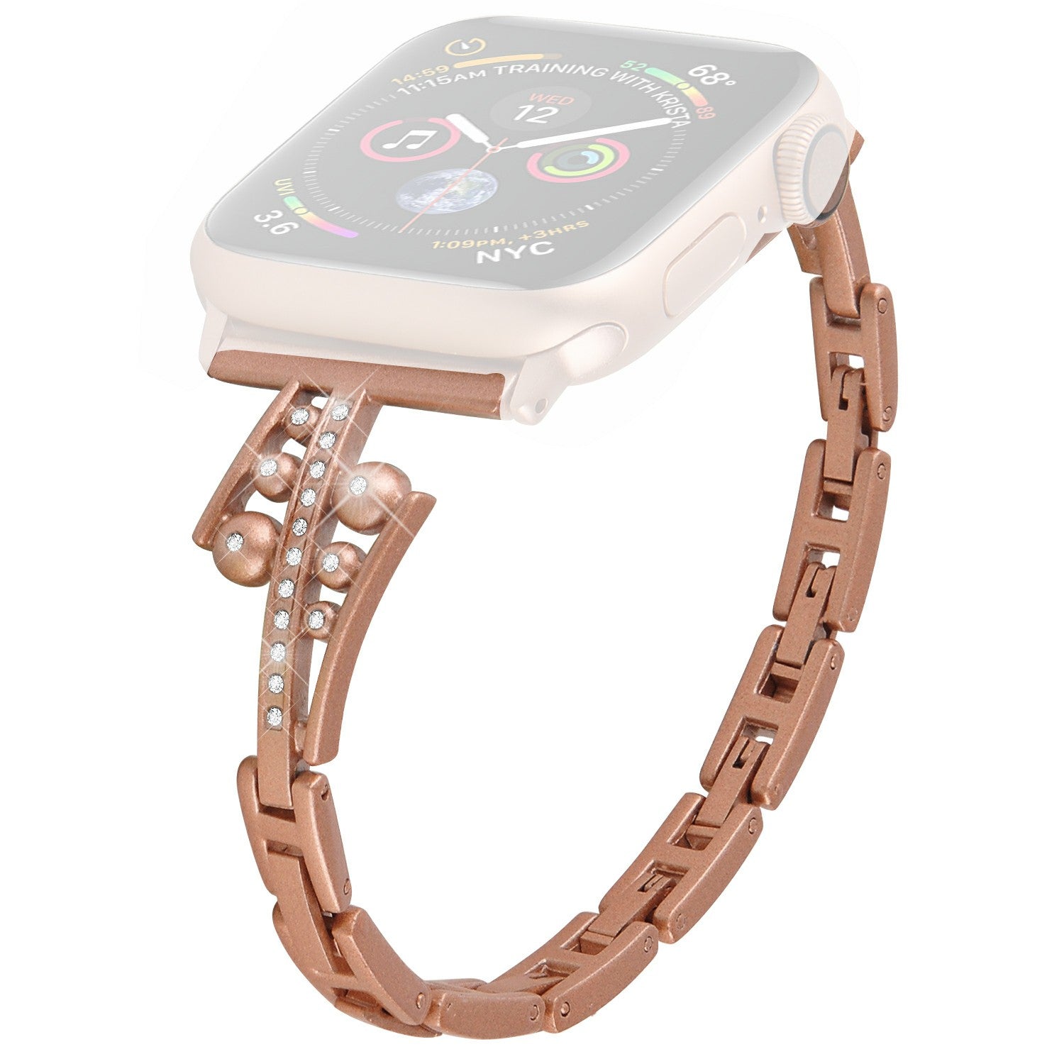 For Apple Watch Series 8 41mm 7 41mm SE Series 6 5 4 SE(2022) 40mm Series 3 2 1 38mm Metal Watch Band with Rhinestone Decor Repalcement Wrist Strap