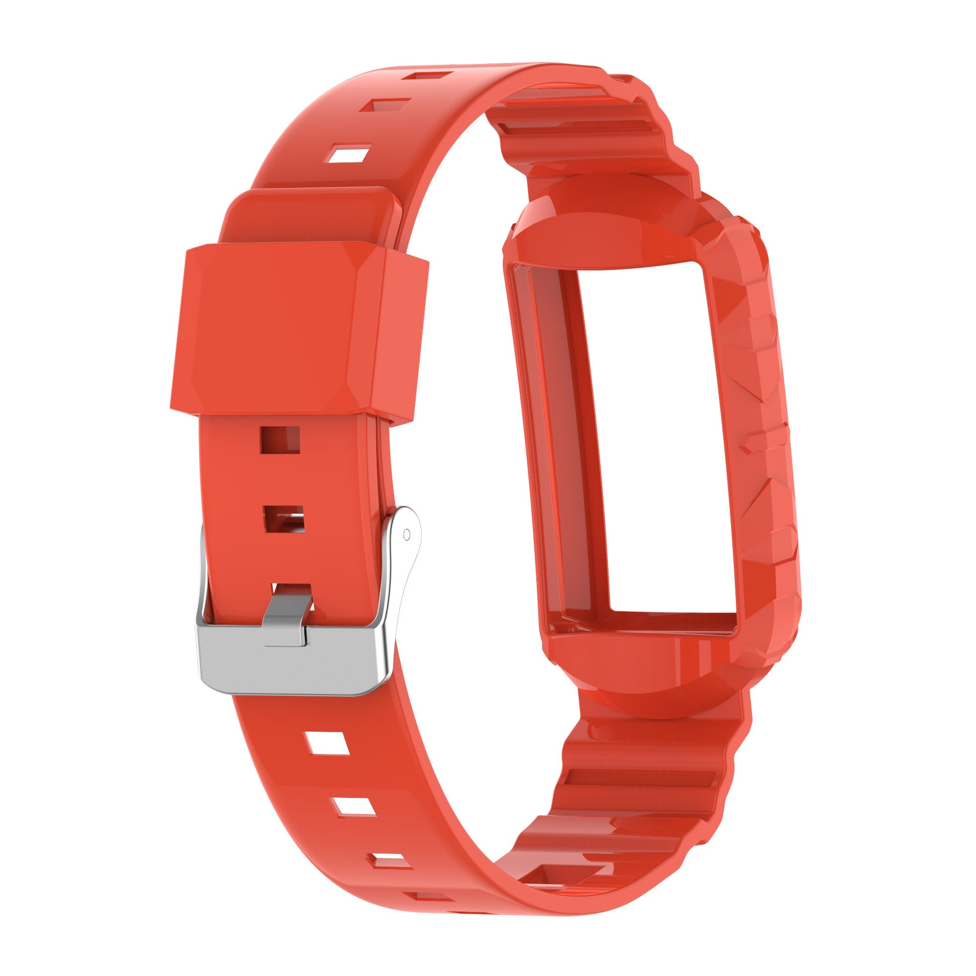 For Fitbit Charge 6 5 Silicone Watch Band Adjustable Wrist Strap with Anti-scratch Watch Case