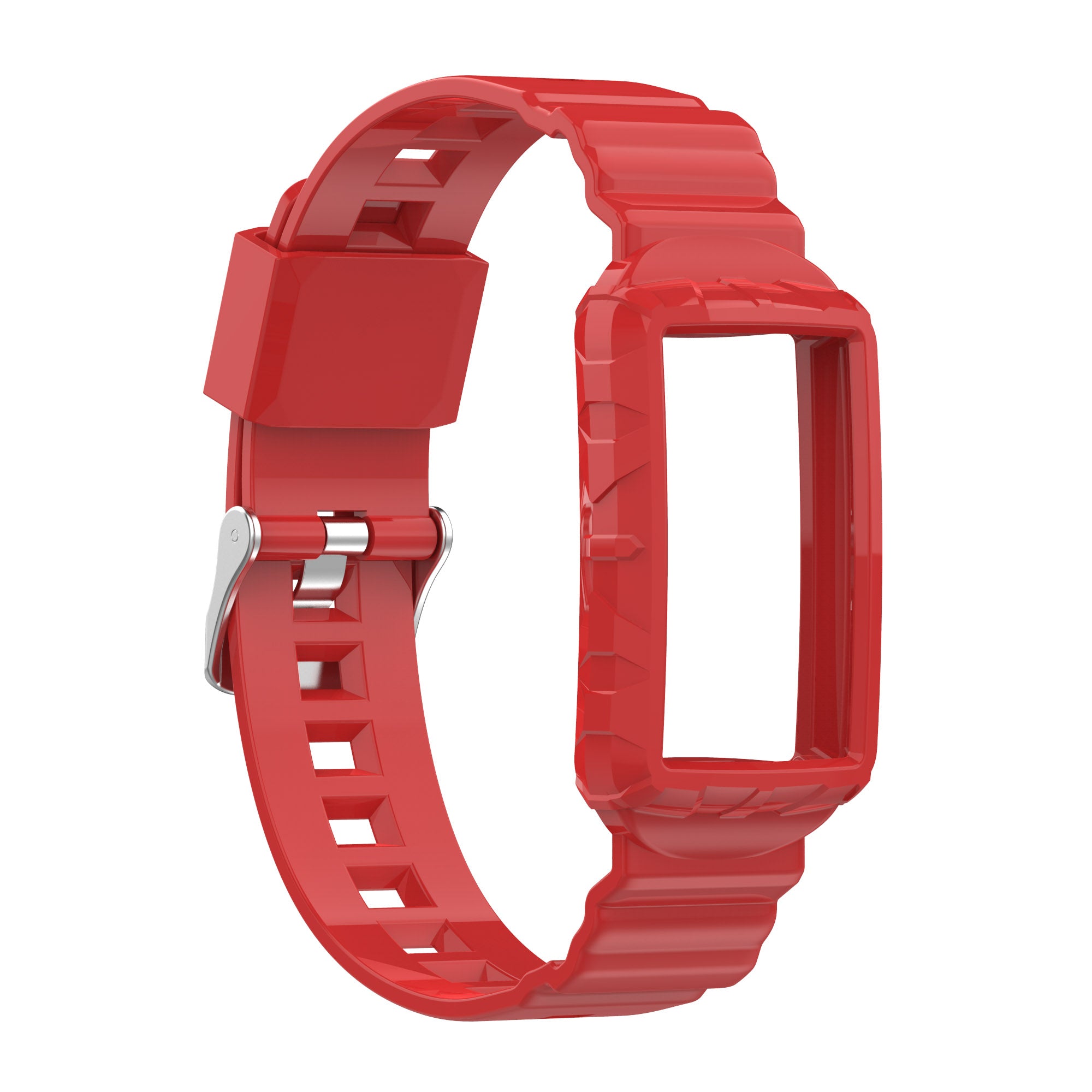 For Fitbit Charge 6 5 Silicone Watch Band Adjustable Wrist Strap with Anti-scratch Watch Case
