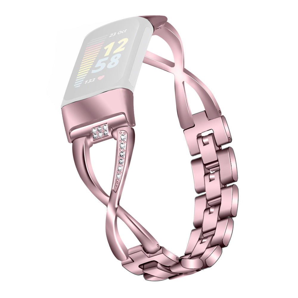 For Fitbit Charge 3 4 Universal Watch Strap Metal Watch Band with Decoration for Girls