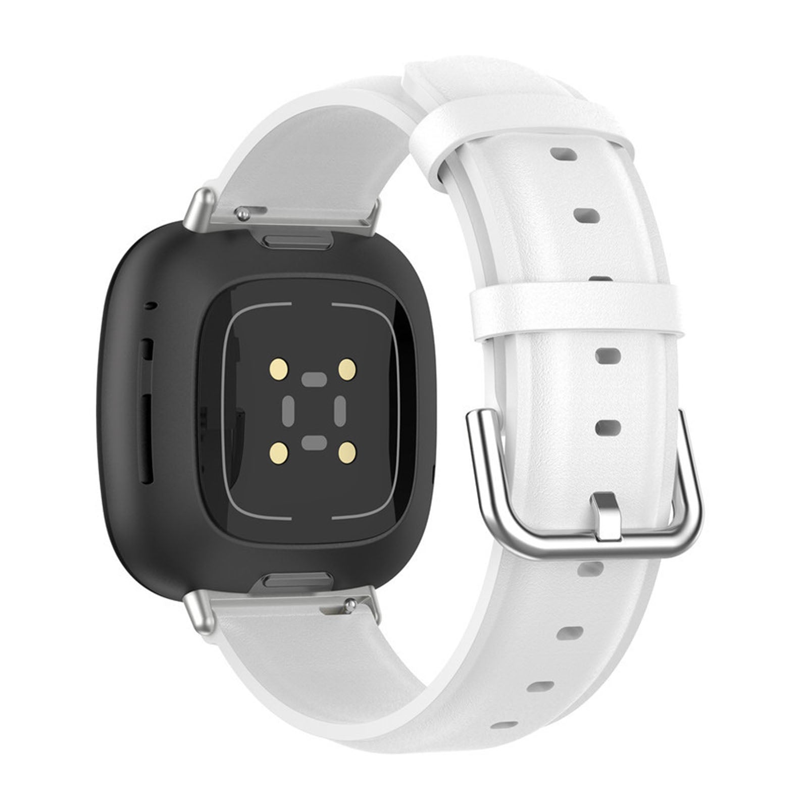 For Fitbit Versa 4 Sense 2 Watch Band Soft Genuine Leather Replacement Strap with Solid Buckle