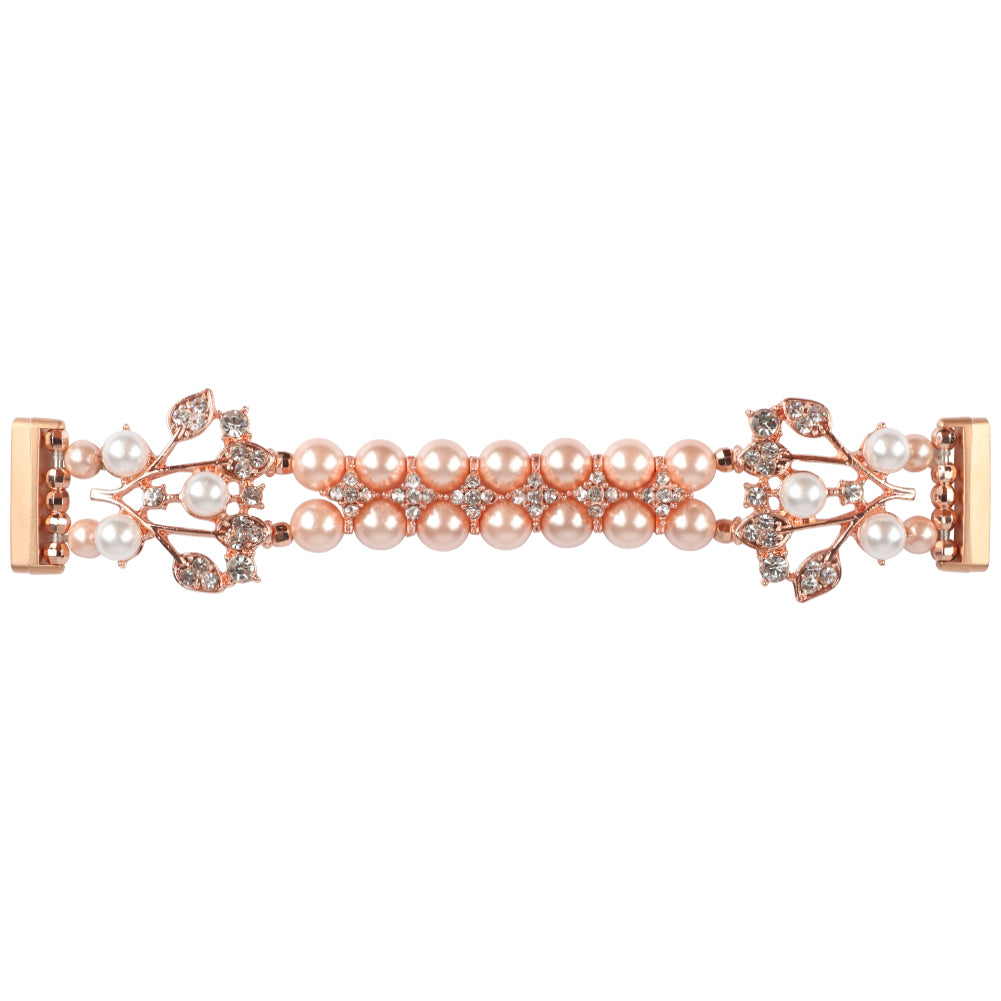 For Fitbit Versa 4 Sense 2 Flower Design Pearl Rhinestones Decor Alloy Replacement Strap Smartwatch Wrist Band