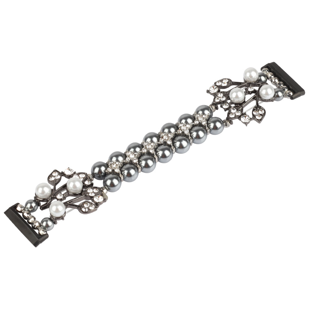 For Fitbit Versa 4 Sense 2 Flower Design Pearl Rhinestones Decor Alloy Replacement Strap Smartwatch Wrist Band