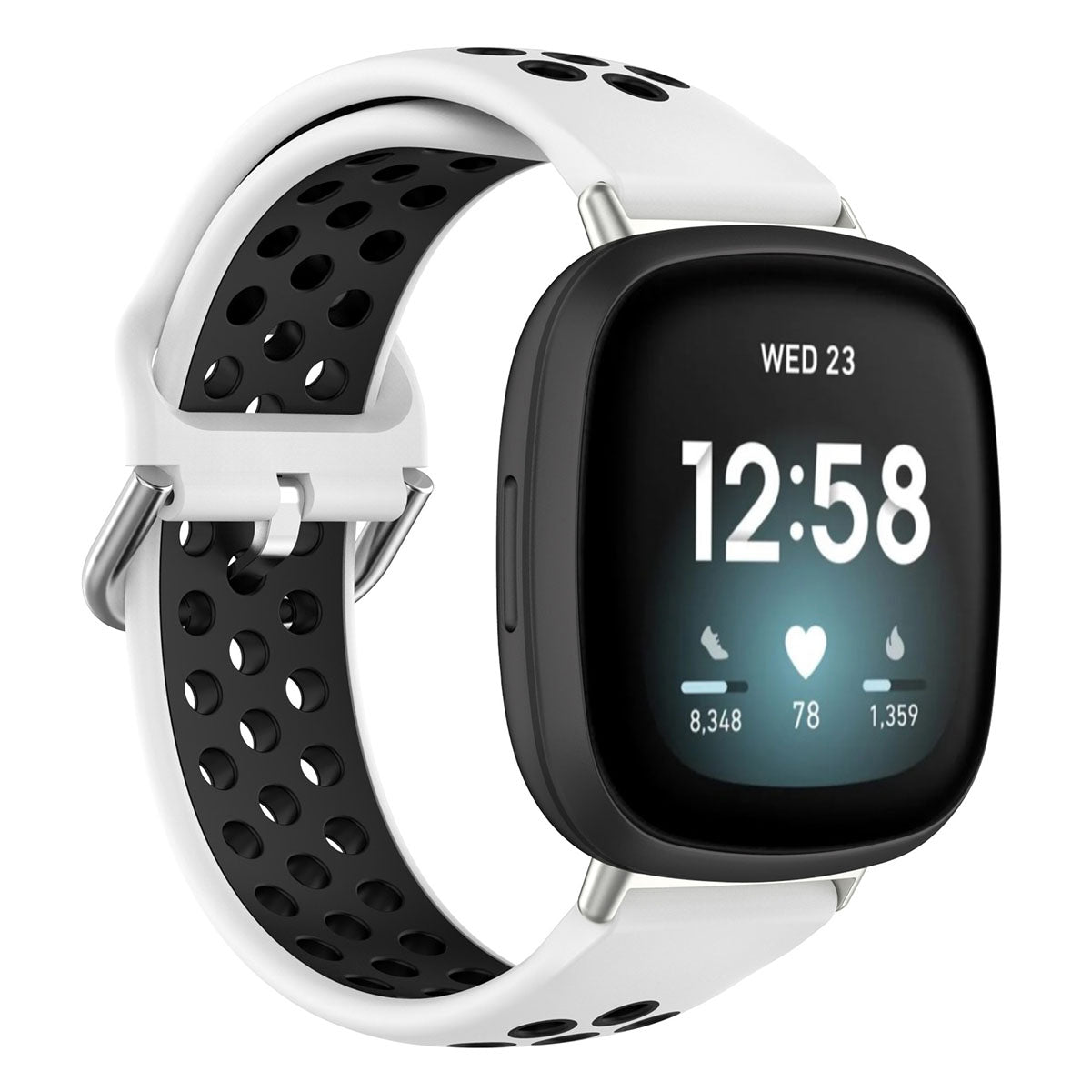 For Fitbit Versa 4 Sense 2 Silicone Watch Band Dual Color Sport Wristband Strap Soft Replacement with Stainless Steel Buckle
