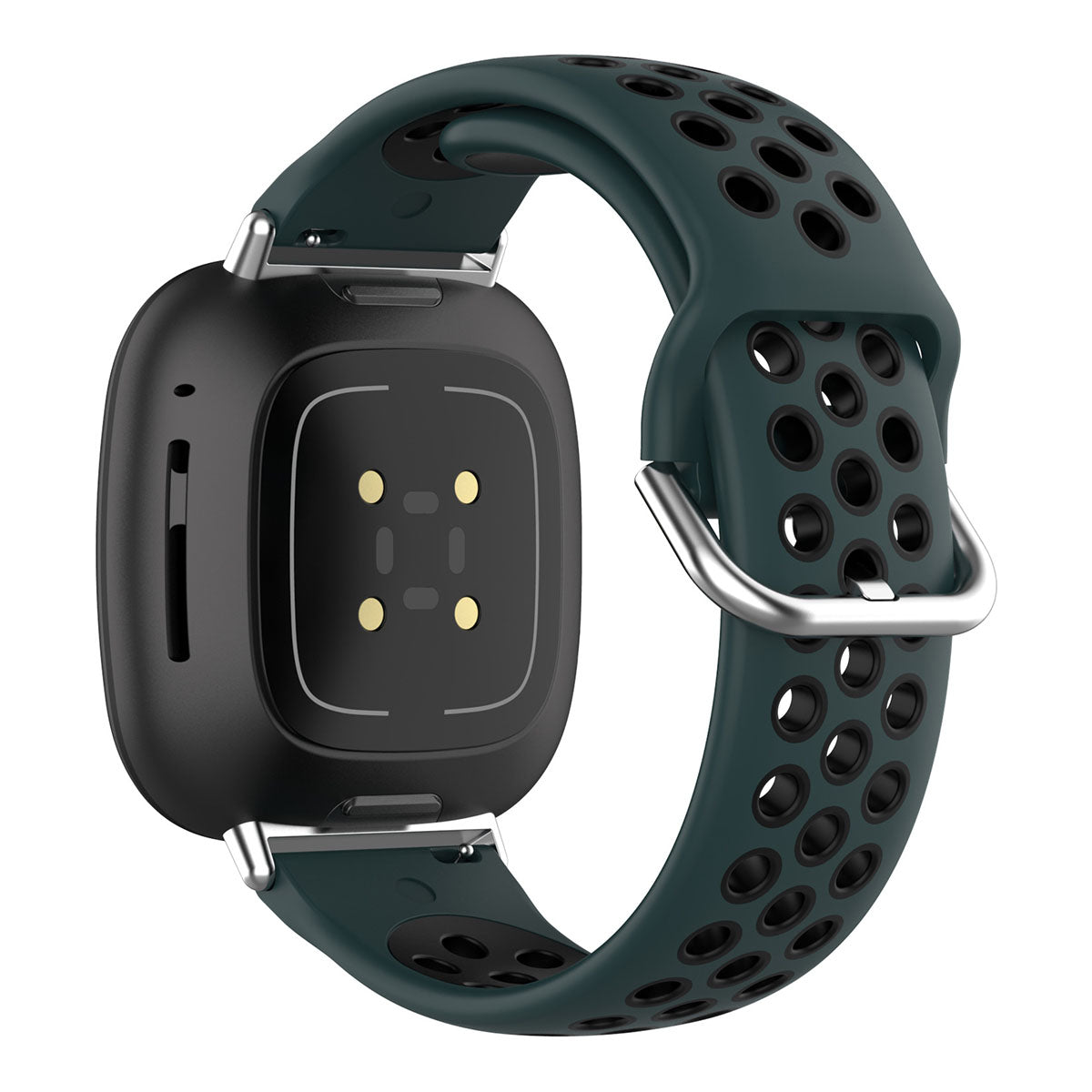 For Fitbit Versa 4 Sense 2 Silicone Watch Band Dual Color Sport Wristband Strap Soft Replacement with Stainless Steel Buckle