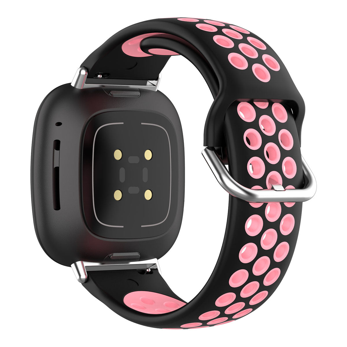 For Fitbit Versa 4 Sense 2 Silicone Watch Band Dual Color Sport Wristband Strap Soft Replacement with Stainless Steel Buckle