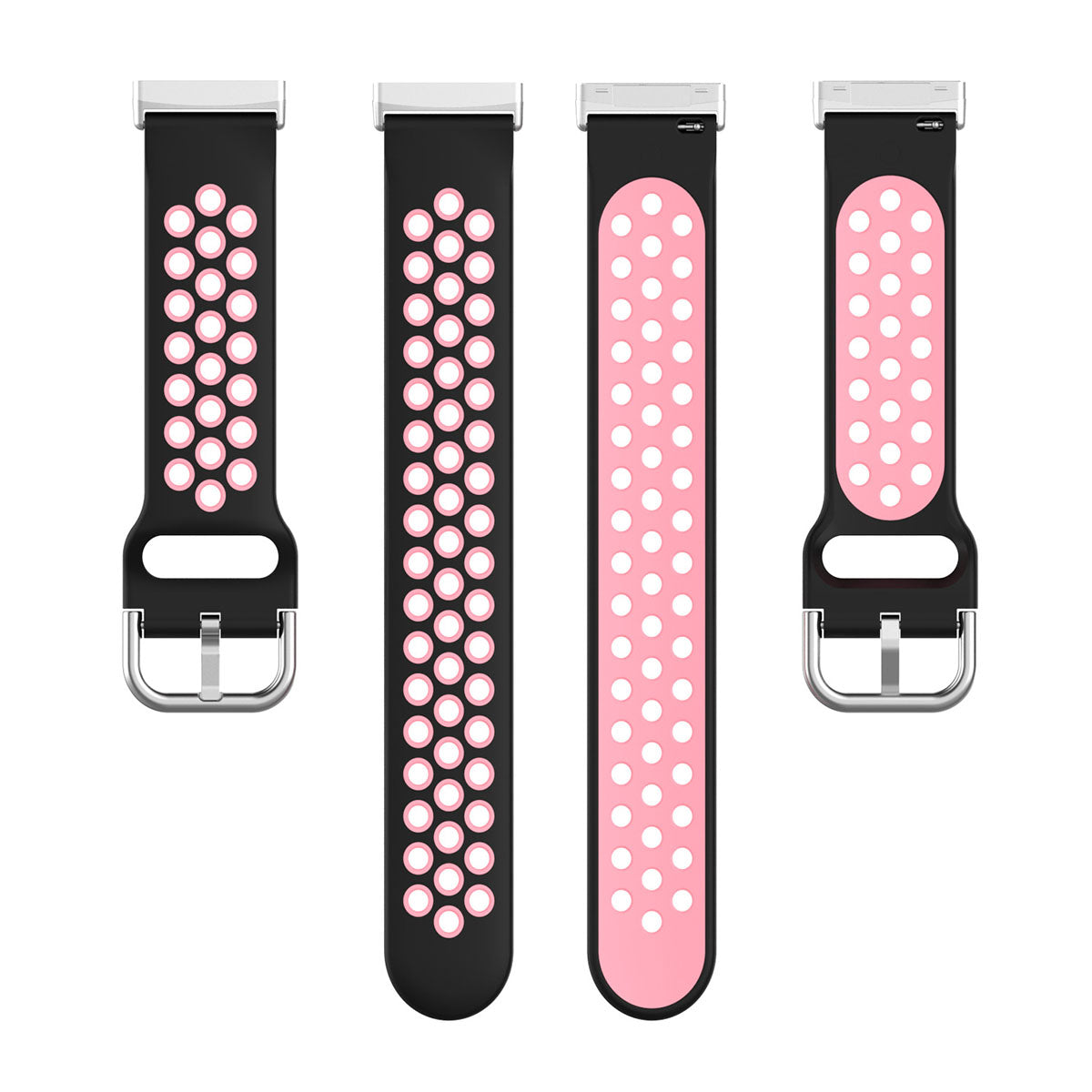 For Fitbit Versa 4 Sense 2 Silicone Watch Band Dual Color Sport Wristband Strap Soft Replacement with Stainless Steel Buckle