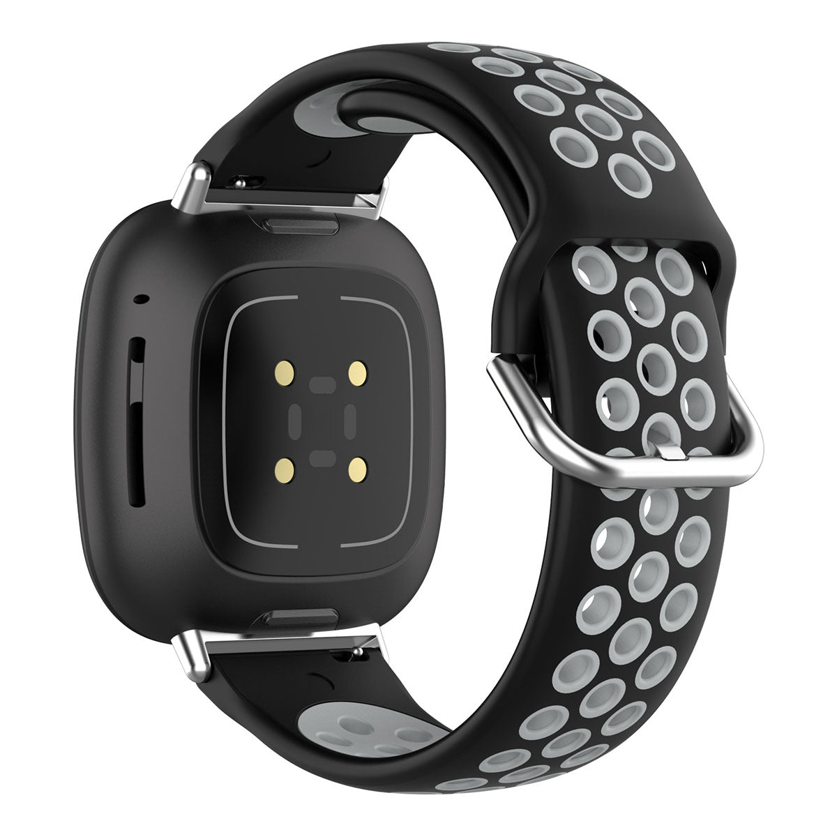 For Fitbit Versa 4 Sense 2 Silicone Watch Band Dual Color Sport Wristband Strap Soft Replacement with Stainless Steel Buckle