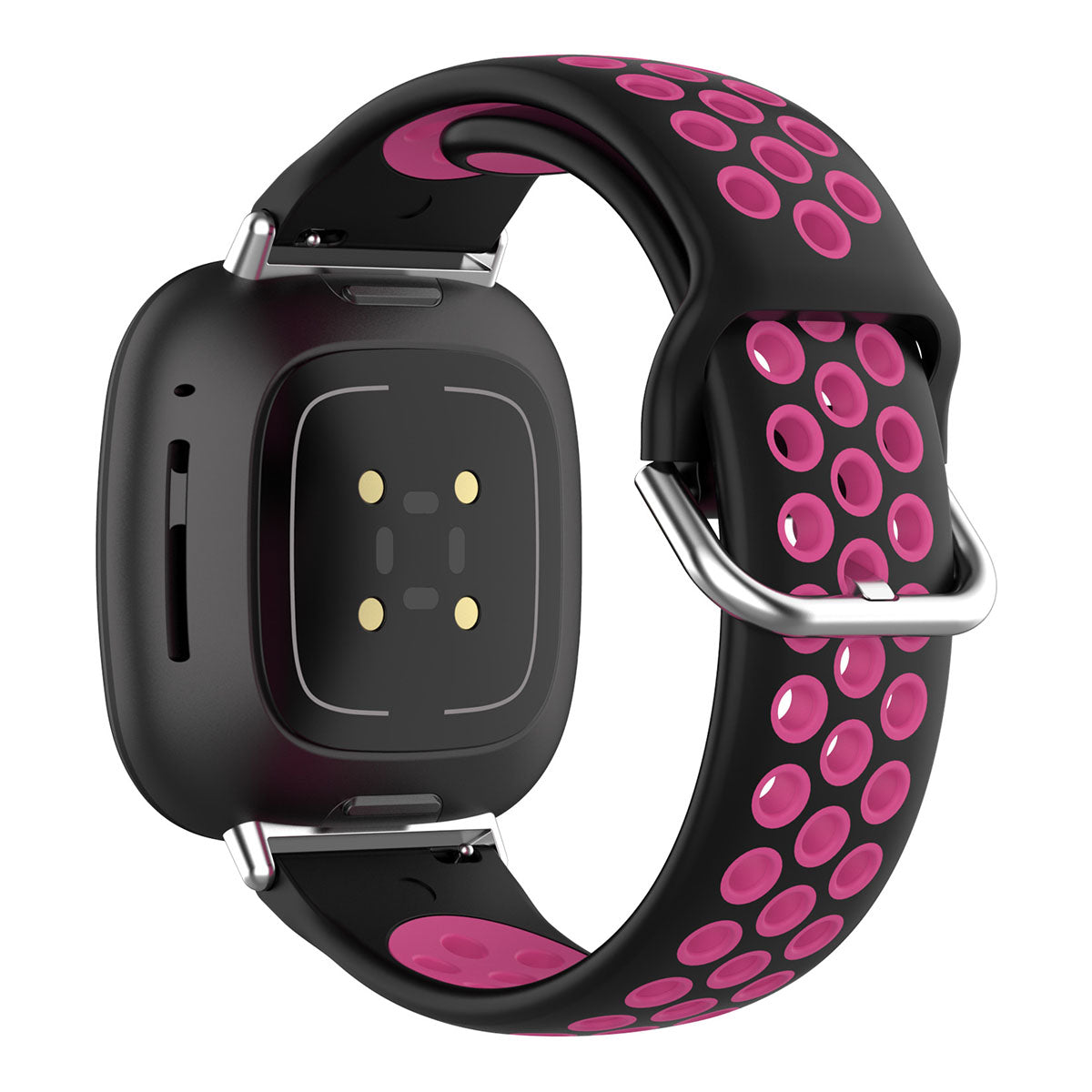 For Fitbit Versa 4 Sense 2 Silicone Watch Band Dual Color Sport Wristband Strap Soft Replacement with Stainless Steel Buckle