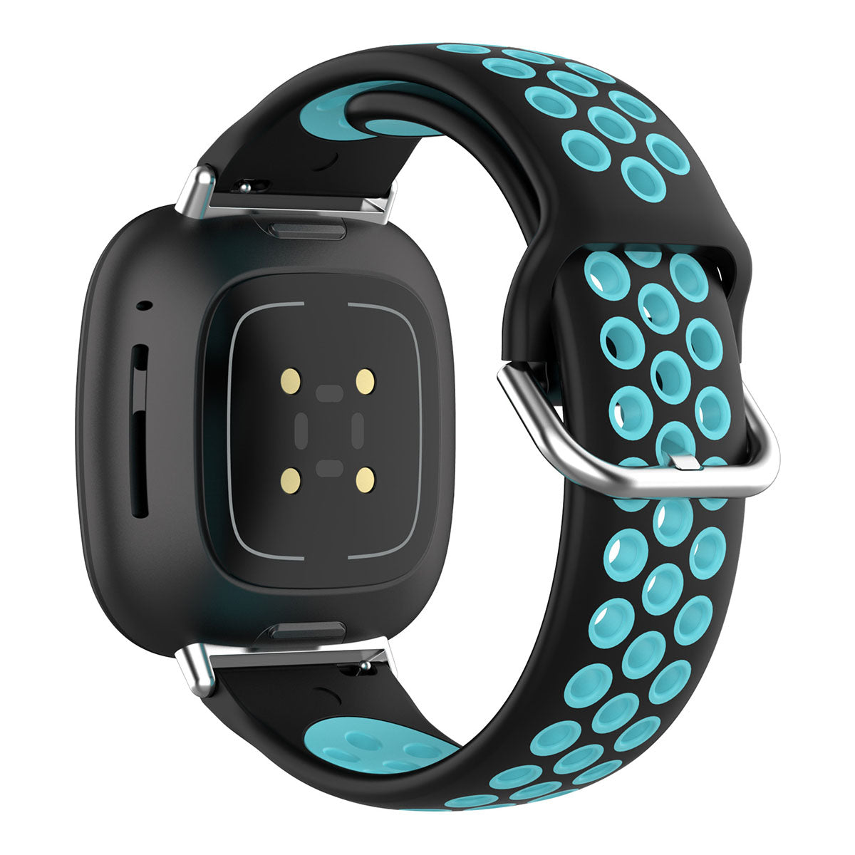 For Fitbit Versa 4 Sense 2 Silicone Watch Band Dual Color Sport Wristband Strap Soft Replacement with Stainless Steel Buckle
