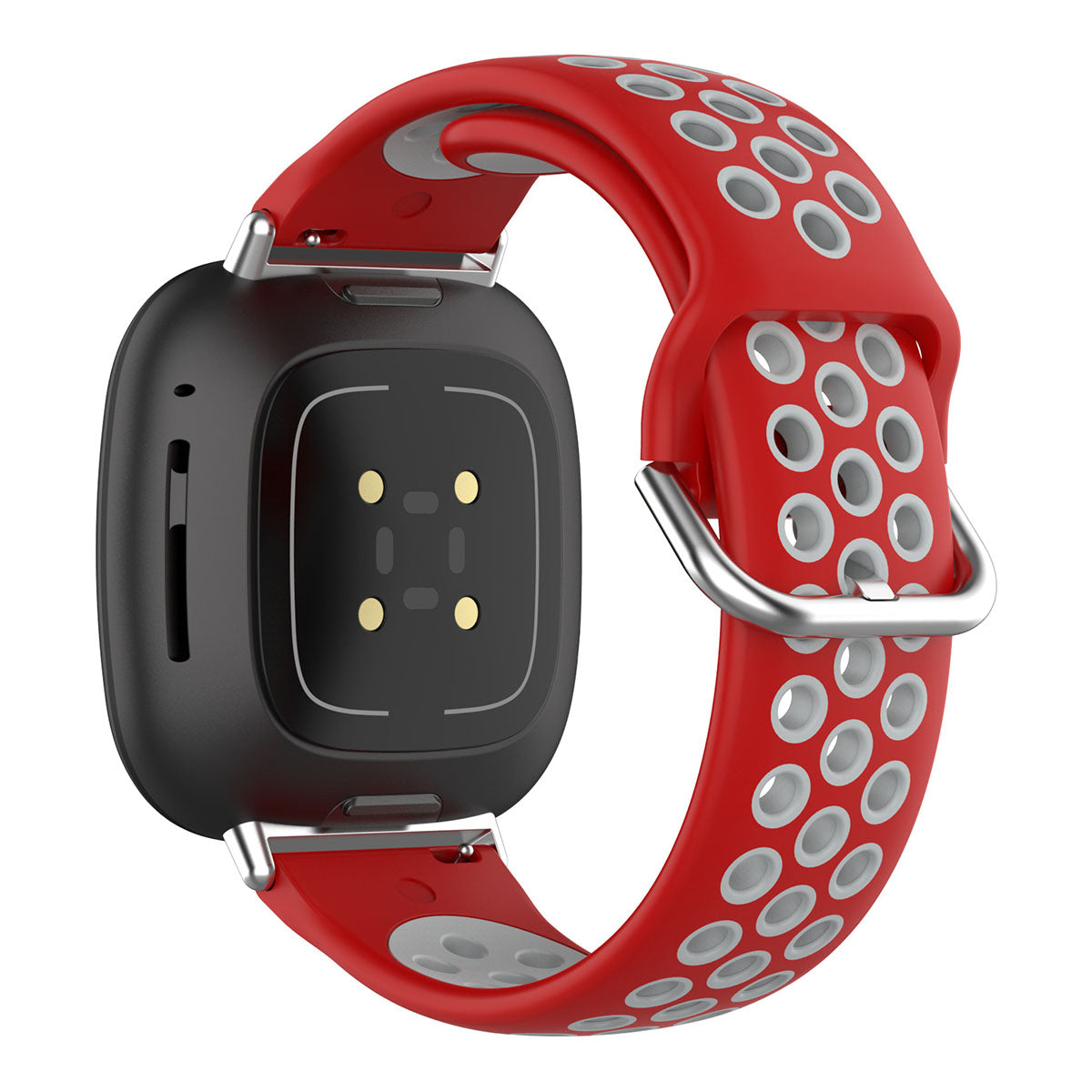 For Fitbit Versa 4 Sense 2 Silicone Watch Band Dual Color Sport Wristband Strap Soft Replacement with Stainless Steel Buckle