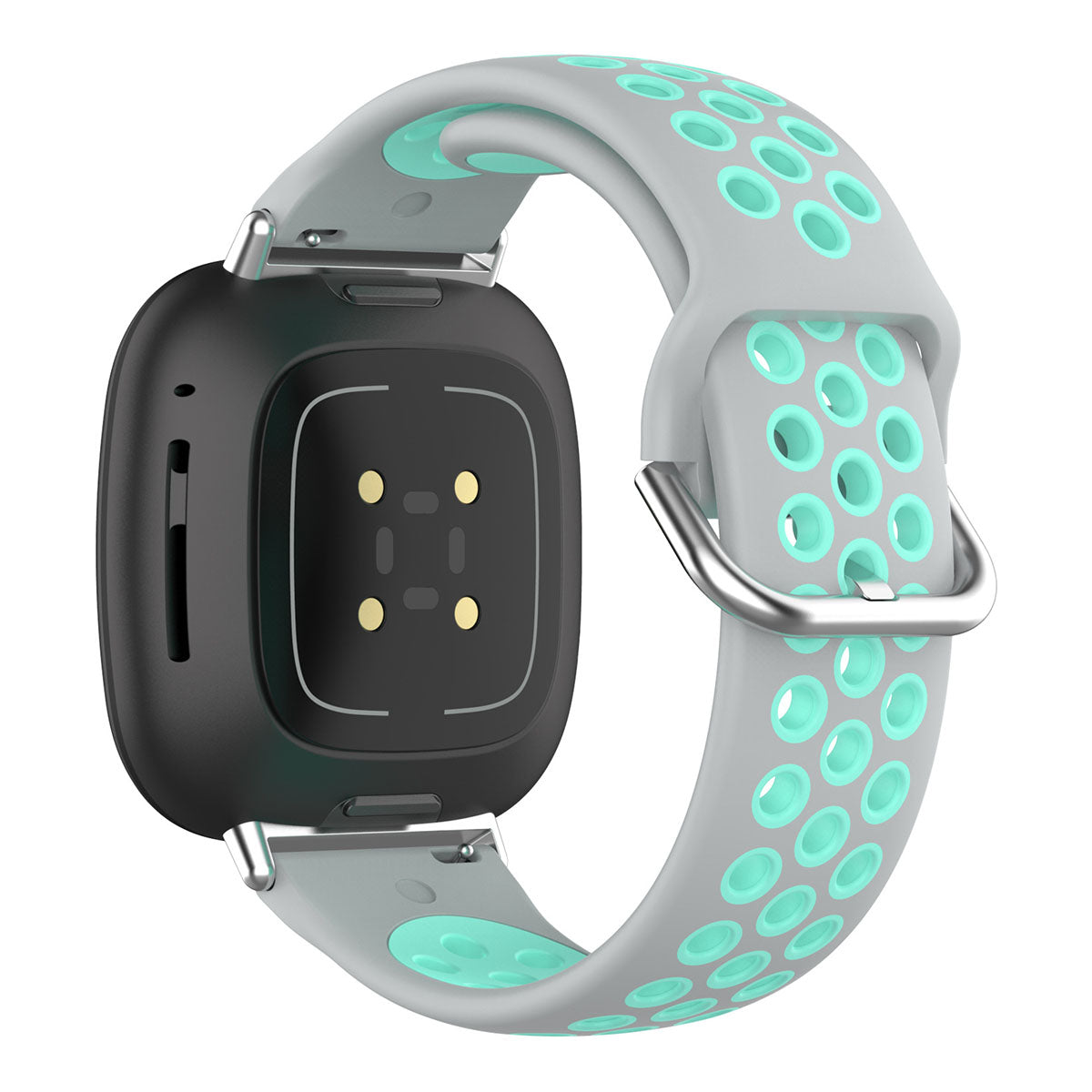 For Fitbit Versa 4 Sense 2 Silicone Watch Band Dual Color Sport Wristband Strap Soft Replacement with Stainless Steel Buckle