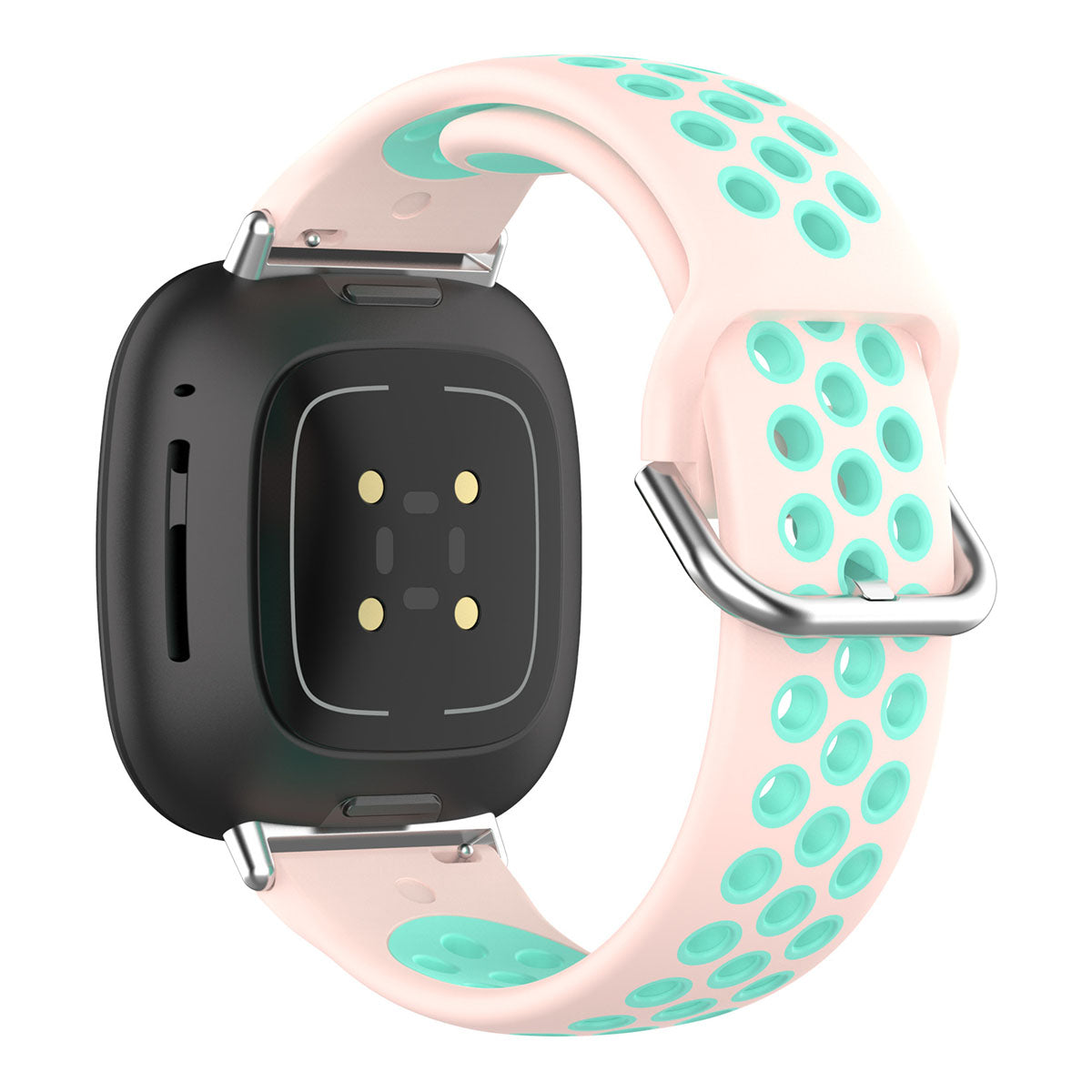 For Fitbit Versa 4 Sense 2 Silicone Watch Band Dual Color Sport Wristband Strap Soft Replacement with Stainless Steel Buckle
