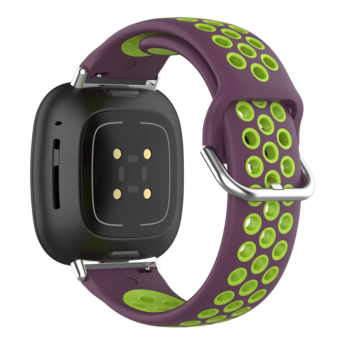 For Fitbit Versa 4 Sense 2 Silicone Watch Band Dual Color Sport Wristband Strap Soft Replacement with Stainless Steel Buckle