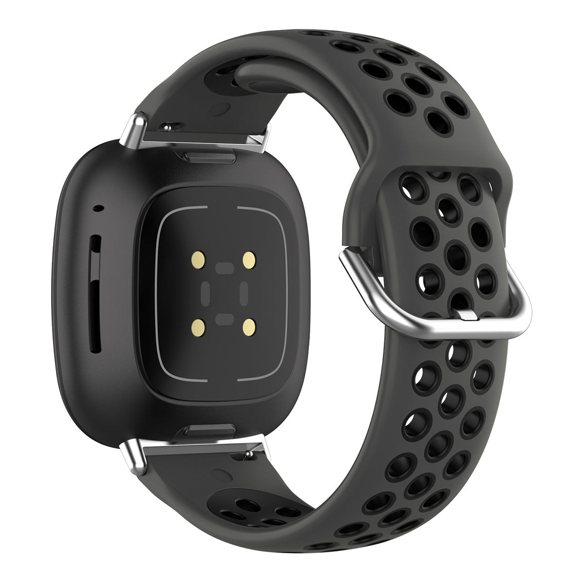 For Fitbit Versa 4 Sense 2 Silicone Watch Band Dual Color Sport Wristband Strap Soft Replacement with Stainless Steel Buckle