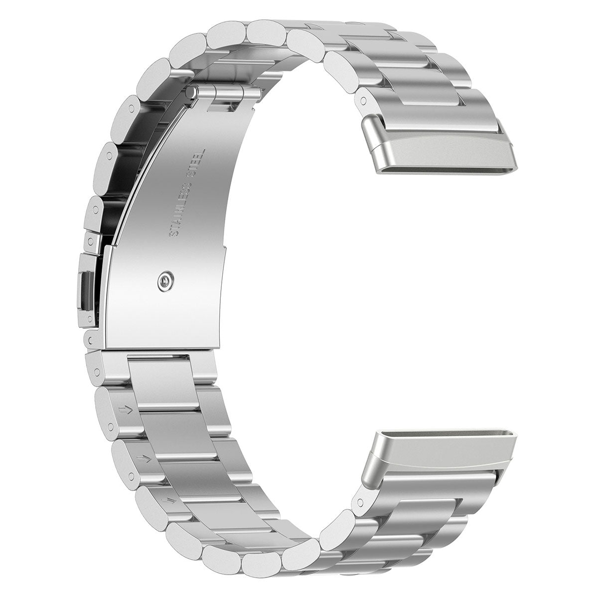 For Fitbit Versa 4 Sense 2 Three Beads Smart Watch Band Folding Buckle Metal Wrist Strap Replacement