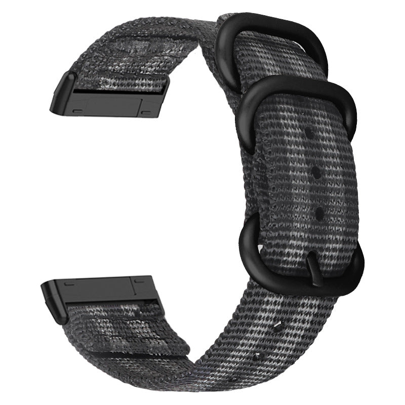 For Fitbit Versa 4 Sense 2 Three Loops Nylon Watch Band Adjustable Wrist Strap with Black Buckle