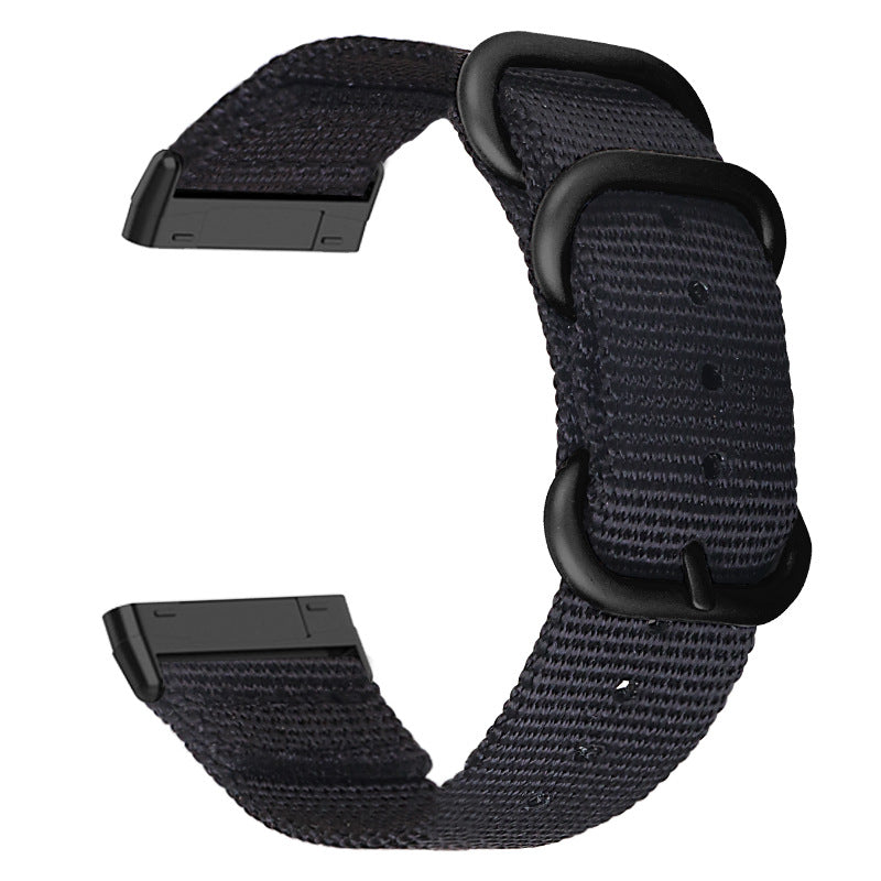 For Fitbit Versa 4 Sense 2 Three Loops Nylon Watch Band Adjustable Wrist Strap with Black Buckle