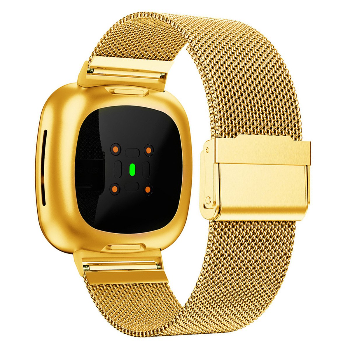 For Fitbit Versa 4 Sense 2 Adjustable Watch Strap Metal Replacement Watch Band with Buckle