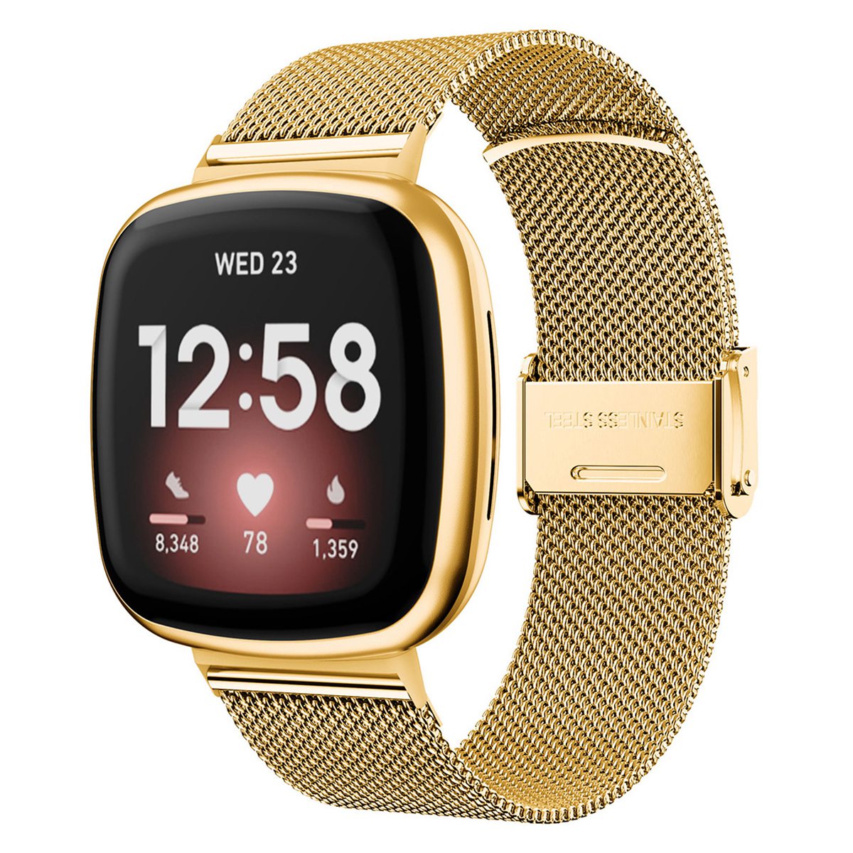 For Fitbit Versa 4 Sense 2 Adjustable Watch Strap Metal Replacement Watch Band with Buckle
