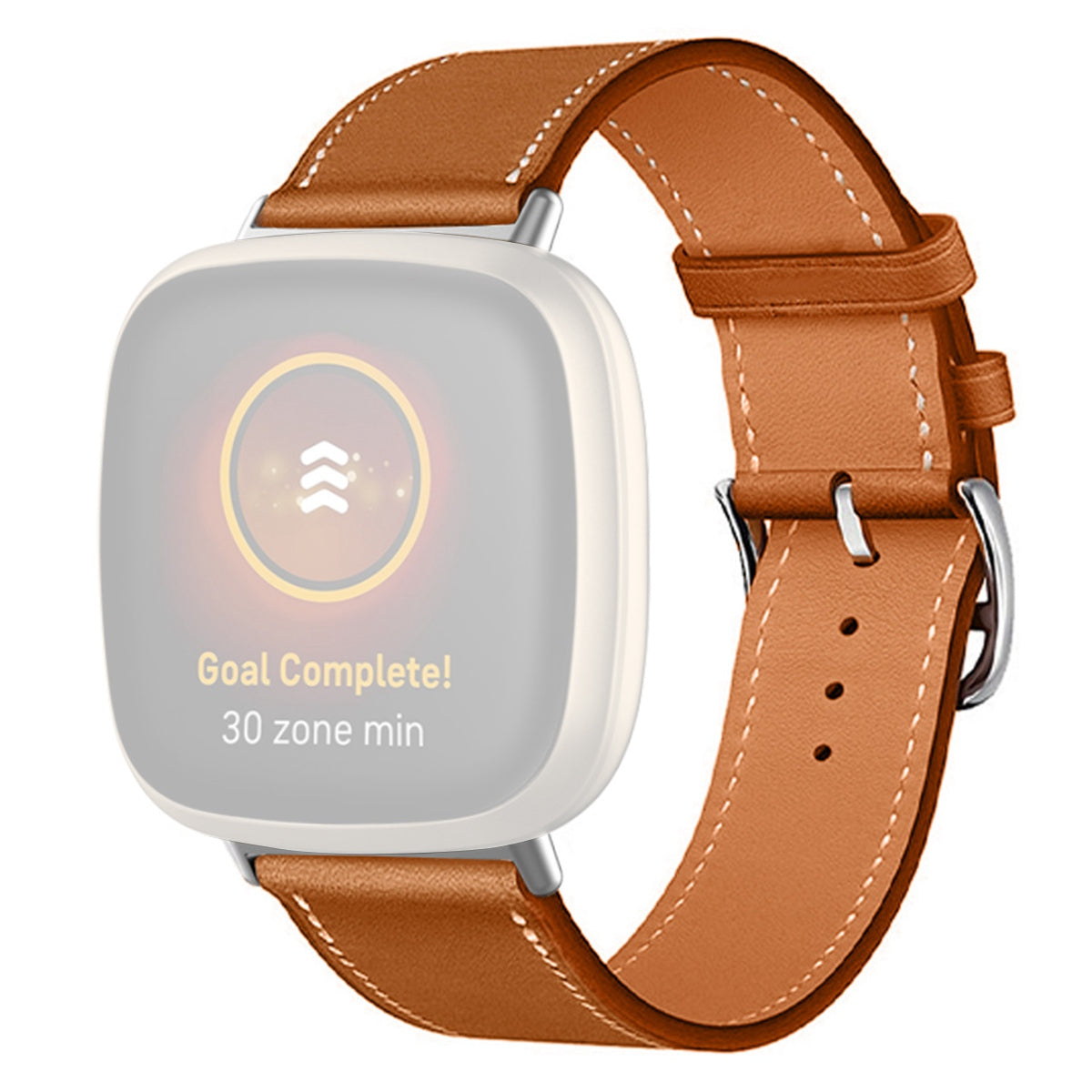 For Fitbit Versa 4 Sense 2 Watch Band with Stitching Genuine Leather Wristband Replacement Watch Strap