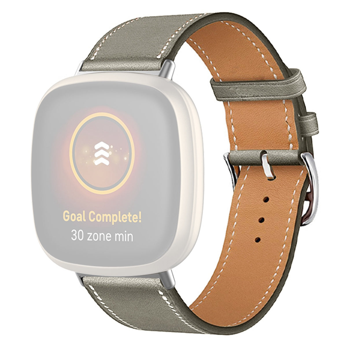 For Fitbit Versa 4 Sense 2 Watch Band with Stitching Genuine Leather Wristband Replacement Watch Strap