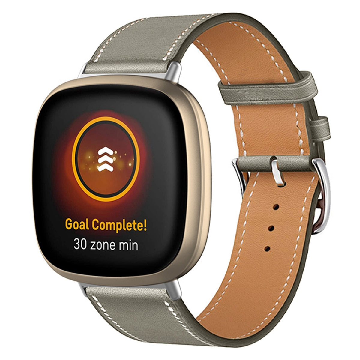 For Fitbit Versa 4 Sense 2 Watch Band with Stitching Genuine Leather Wristband Replacement Watch Strap