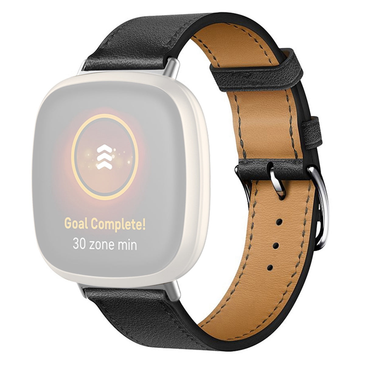 For Fitbit Versa 4 Sense 2 Watch Band with Stitching Genuine Leather Wristband Replacement Watch Strap
