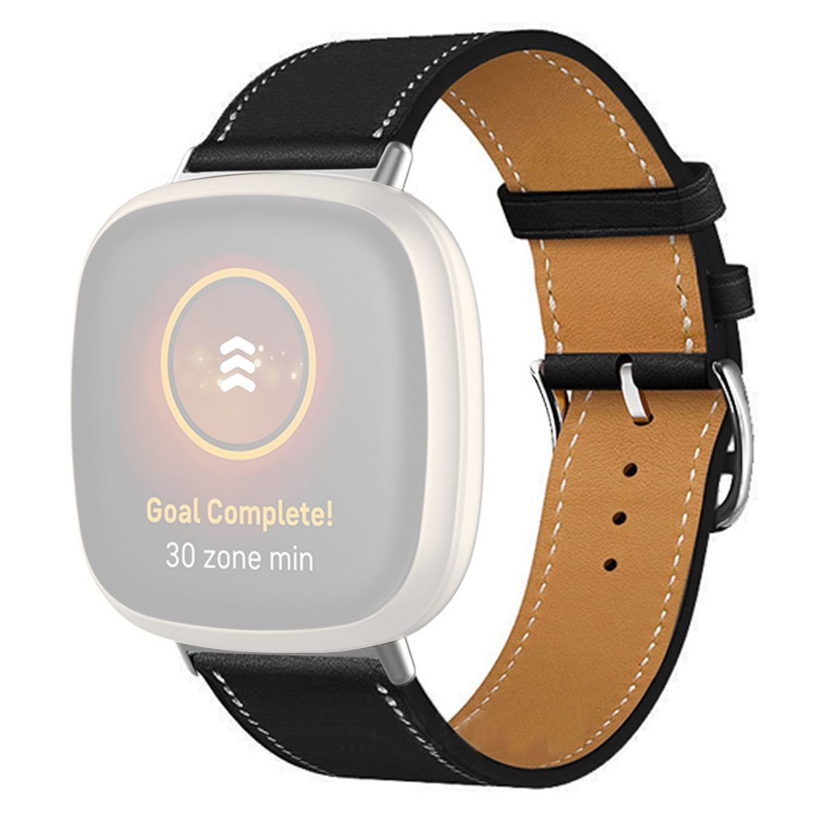 For Fitbit Versa 4 Sense 2 Watch Band with Stitching Genuine Leather Wristband Replacement Watch Strap