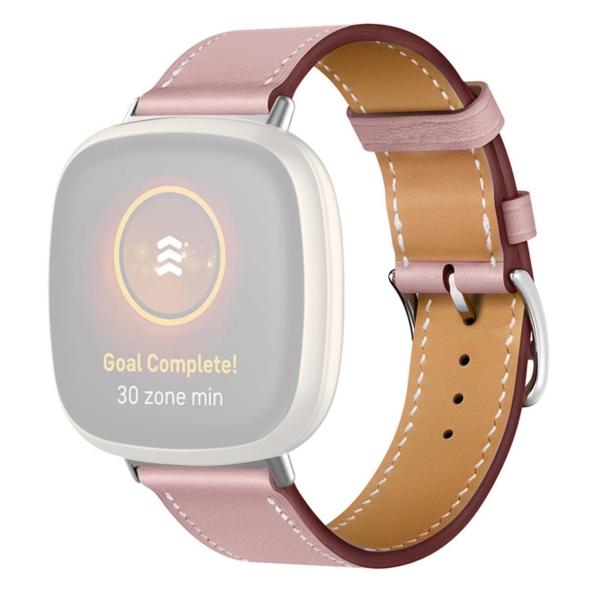 For Fitbit Versa 4 Sense 2 Watch Band with Stitching Genuine Leather Wristband Replacement Watch Strap